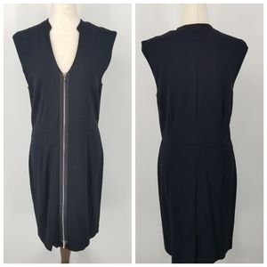 Kenneth Cole Reaction Black Front Zip Knee Length Dress Size 12